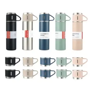 3-Piece Thermos Set – 500 ml Flask with 3 Cups TM 8139