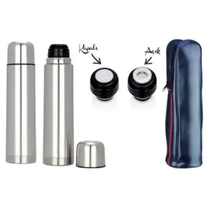500 ml Stainless Steel Thermos with Lid & Leather Sleeve TM 3553
