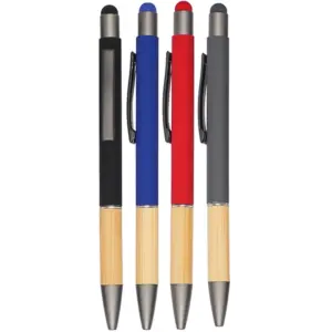 Touchpen Rubber Bamboo Metal Pen BMK 1484